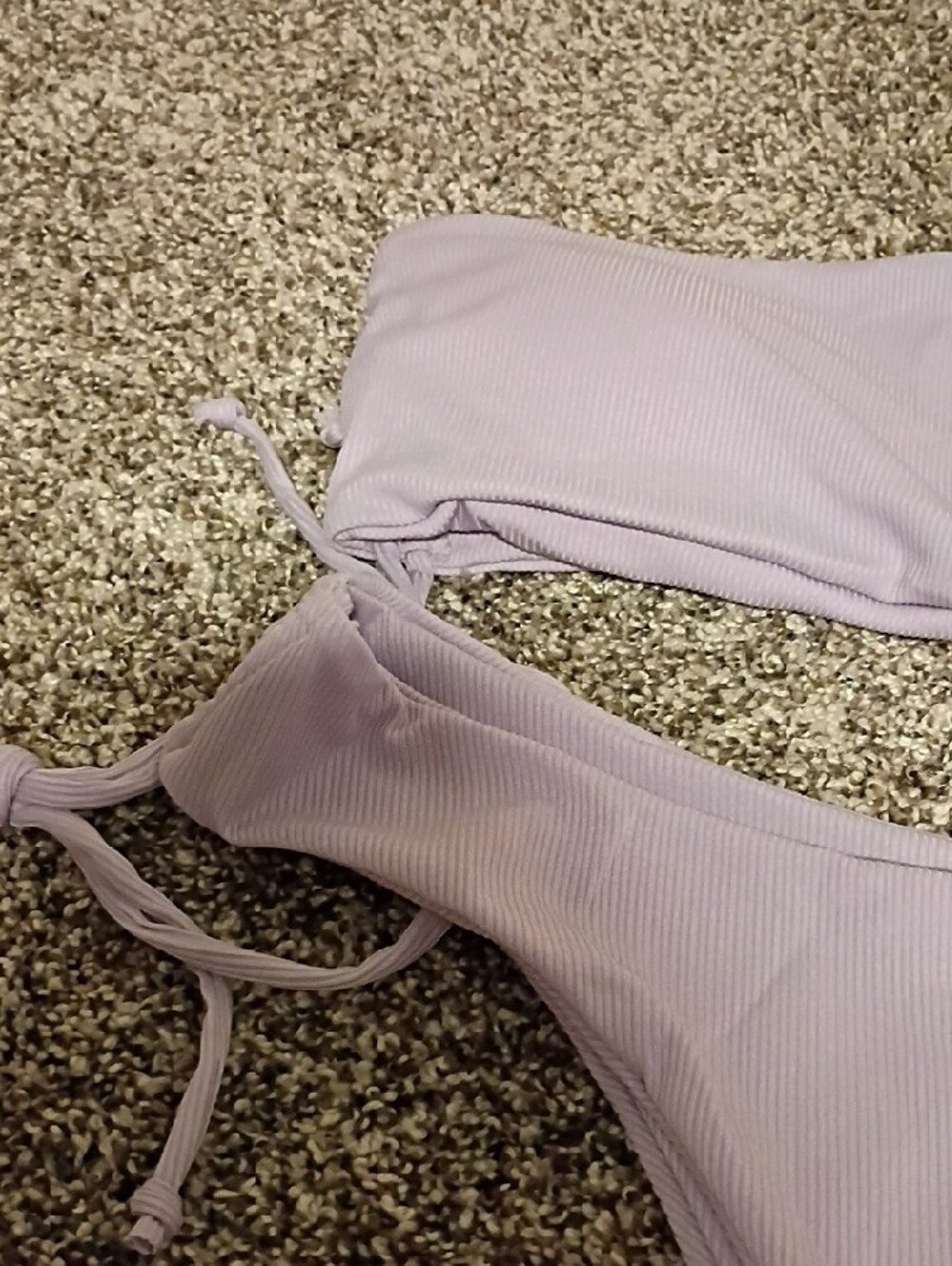 Lilac Ribbed Strapless Bikini Set - Picture 2 of 7